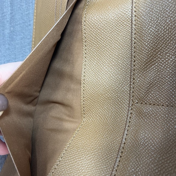 Coach Pebbled Leather Checkbook Credit Card Wallet Tri-fold Envelope Brown - Picture 11 of 13